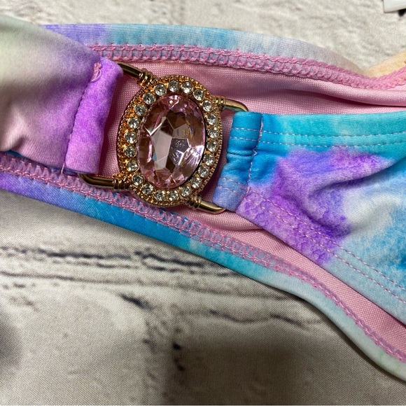 Moda Minx Rio Rainbow Amour crystal tie side brazilian bikini bottom Small NEW - Picture 7 of 7